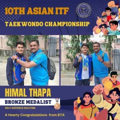 A proud moment between our coach and student Himal Thapa, celebrating his Bronze Medal win at the Asian ITF Championship. This reflects the strong mentorship that is the foundation of our academy.