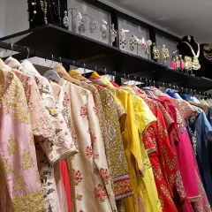 My collection also includes a wide variety of men's and women's kurtas and suits in vibrant colors and rich fabrics, perfect for wedding guests.