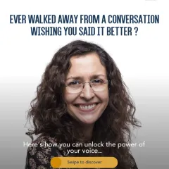 Ever walked away from a conversation wishing you said it better? This workshop, led by the acclaimed actor Shernaz Patel, is for adults looking to unlock the power of their voice for everyday life and professional presence.
