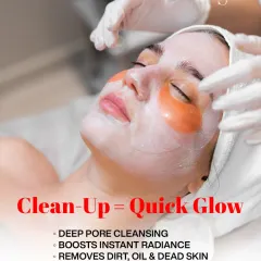 Short on time but need to look fresh for an event? A clean-up is your answer. I perform a deep pore cleansing to instantly remove dirt and oil, giving you that quick, radiant boost.