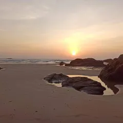 A golden sunset over the rocky shores of Gokarna. We always make time to catch these magical moments at the end of the day.