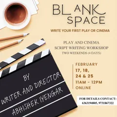 Have a story to tell? Our Blank Space workshop is an online scriptwriting course for play and cinema, taught by writer and director Abhishek Iyengar. Learn to craft captivating scripts for the stage and screen.