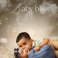 Baby bliss and sibling love. This tender moment between a big brother and his newborn sister is a precious memory, beautifully captured on a soft, dreamy cloud backdrop.