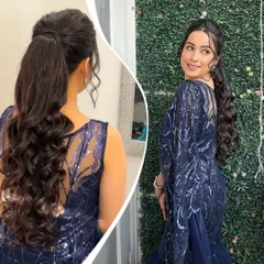 A high, voluminous ponytail is a fantastic choice for a cocktail party or reception. I create bounce and texture with carefully placed curls, ensuring the style looks full and glamorous from every angle.