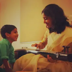 The connection between a guru and a student is at the core of our tradition. I cherish these one-on-one moments, sharing the beauty of the veena and seeing a child's face light up with understanding and joy.