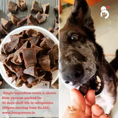Our single-ingredient organ meat treats are a game-changer. They are soft-baked, making them chewy and perfect for puppies and senior doggos alike. We vacuum pack them for a 45-day shelf life in the fridge, so you can use them as high-value training treats or crumble them over meals as a nutrient-packed topper.