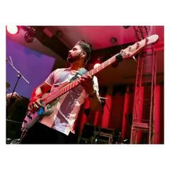 Our bassist making sure his tone is perfect before the show begins.