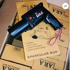 For an exciting gender reveal, I offer this handheld sparkular gun. It creates a safe, indoor firework effect that adds a dramatic flair to your big announcement.
