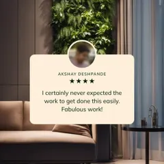 A happy client is the best measure of success. This testimonial showcases a vertical garden I installed in an indoor commercial space. These living walls are not just visually stunning; they also purify the air and improve the overall ambiance, making them a perfect addition to modern offices.