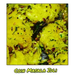 My Coin Masala Idli, a fun and flavourful snack. Mini idlis are tossed in a savoury masala, making them a perfect bite-sized treat for both kids and adults.