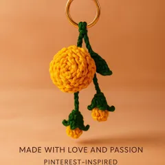 This Pinterest-inspired keyring cum bag charm is made with love and passion. The bright yellow flower with two little buds hanging down adds a cheerful touch to any bag or set of keys.