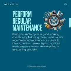 Tip 2: Perform regular maintenance. Following your bike's service schedule and checking tires, brakes, and fluids ensures your machine is always ready and reliable.