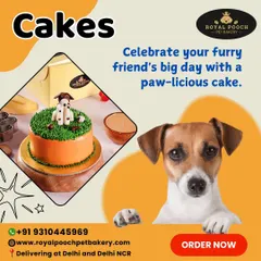 A fun and creative cake design featuring a dog figure playing on a field of green "grass" frosting. I can bring any theme you imagine to life.