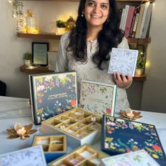 Here I am with my full range of Diwali 2024 dessert boxes. Each box is designed to be a complete gifting experience, filled with unique desserts that represent the emotions of the festival, from joy and hope to gratitude and peace.