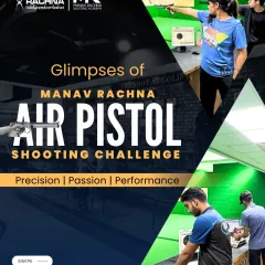 Glimpses from the Manav Rachna Air Pistol Shooting Challenge. This image captures the energy and focus of the event, showcasing our commitment to promoting competitive shooting at all levels.