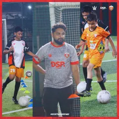A coach observes his players during a drill. This collage shows the hands-on approach of our mentors.