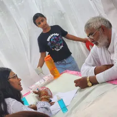 A moment from the diet consultation desk at our community medical camp. Listening to people's health concerns and offering simple, practical nutritional advice is at the heart of what I do.
