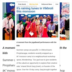 A screenshot of the online article about our "monsoon camp". We brought together people of all ages for painting, 3D printing, and music workshops.