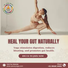 This image of a side stretch highlights how yoga can heal your gut naturally by stimulating digestion, reducing bloating, and promoting overall gut health.