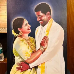 A moment of love, frozen in time with acrylics on canvas. I work closely with couples to transform their favorite photographs into vibrant, expressive paintings that celebrate their bond and become a centerpiece in their home.