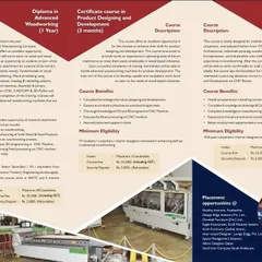 A detailed brochure outlining our various woodworking courses, including the one-year Diploma, a three-month course in Product Design, and a four-week course in Conventional Woodworking.