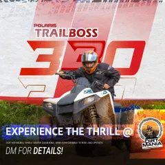 Meet the Polaris Trailboss 330. This is our mid-model single-seater quad bike, and it's known for being very comfortable and easy to operate, making it a favorite for many of our riders.