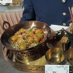 A taste of our popular Indo-Chinese menu. This is our Water Chestnut Honey Chili, a perfect balance of sweet and spicy that guests can't get enough of.