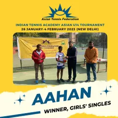 Here is the winner of the Girls' Singles final at the ATF Asian U14 Tournament. We provide a competitive and professionally managed environment for young female athletes to excel in junior tennis.