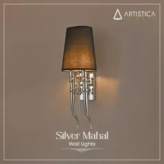 The 'Silver Mahal' offers a cooler, contemporary take on the classic design. The polished silver-finish base is paired with a sophisticated black fabric shade, creating a striking contrast.