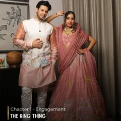This is a look I curated for an engagement ceremony. The makeup is soft yet defined, and the hair is elegantly styled to complement the couple's coordinated outfits, setting a beautiful tone for the celebrations to come.