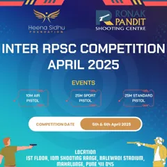 Announcing our Inter-RPSC Competition, featuring 10m Air Pistol, 25m Sport Pistol, and 25m Standard Pistol events. These internal competitions are vital for building a competitive spirit and preparing shooters for larger tournaments.