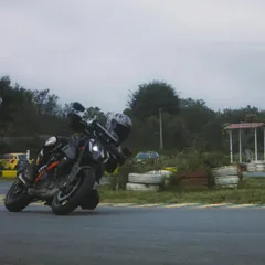 A rider on a KTM Duke 390 carves through a corner on our track. We welcome a wide variety of bikes, allowing you to learn the limits of your own machine in a safe environment.