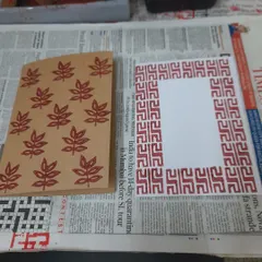 I love seeing what my customers create. Here are some beautiful prints made by a participant who learned from the comfort of her home. She used a leaf block and a geometric border block to create these lovely designs on paper.