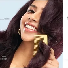 A comparative ad for Dove Conditioner, demonstrating its effectiveness. The split-screen format shows the difference in combing hair "Without Conditioner" versus "With Dove Conditioner," providing a clear, utility-focused visual.