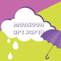 Announcing our Monsoon Art Party! This graphic explains the concept of our themed parties, where we blend art, treats, and decor to create a fully immersive and memorable experience.