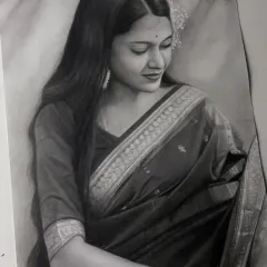 A beautiful A4 portrait commission from Kashi (Varanasi). I loved working on the intricate details of the saree and her serene expression.