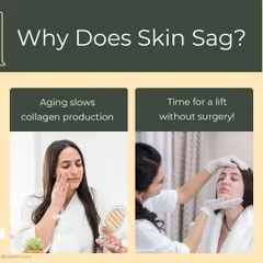 Why does skin sag? As we age, collagen production slows down, leading to a loss of firmness. A Thread Lift is a great non surgical option to lift the skin and combat these effects.