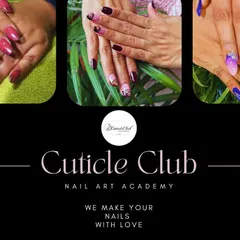 A collage showcasing the variety of services and classes I offer at Cuticle Club Nail Art Academy. We make your nails with love and teach you to do the same.