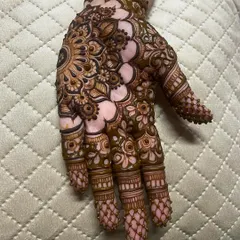 A close-up of the fresh paste, showing the texture and detail of the mandala.
