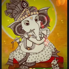 A detailed inkpen illustration of Lord Ganesha, created in a meditative mandala style. This artwork on an A3 sheet uses a simple fountain pen and pencil colors to create a feeling of peace and creativity.