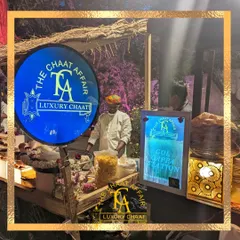 Another view of our authentic village decor for Swara Bhaskar's mehandi function. The setup includes a hay-thatched roof and our signature illuminated branding, blending rustic charm with a touch of modern flair.