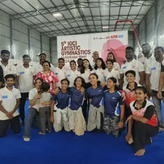 The team behind the talent. A group photo of our dedicated coaches and staff at the 5th IGCI Artistic Gymnastics meet, all committed to supporting our young athletes.