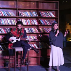 Our showcases often blend poetry with other art forms. This performance features a poet accompanied by a talented sarod player, creating a unique fusion of words and music that makes for an unforgettable evening.