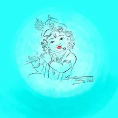 A simple digital sketch of Unnikannan, or child Krishna. Sometimes, an idea starts with a quick drawing, capturing a feeling of love and innocence.