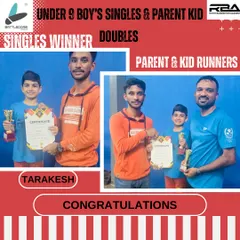 A great performance by Tarakesh, winning the Under 9 Boy's Singles and also competing with his parent in the Parent & Kid doubles event.
