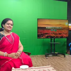 A behind-the-scenes look at the Doordarshan studio, with the green screen set up for my interview on the "Shubhodaya Karnataka" show.