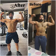 Real results for real people. This is the 60-day 'fat to fit' transformation of my client, Dev Singh. With a personalized workout plan and nutrition guidance, this is the kind of change that is possible when you are dedicated.