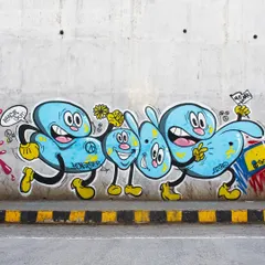 A fun, cartoon-style piece with a message of peace. This shows my versatility in creating more playful and accessible characters for public walls.