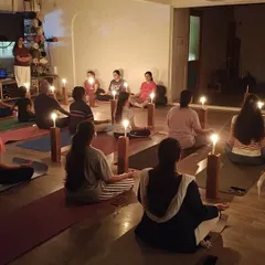 In the quiet glow of candlelight, we find our focus. A glimpse into our Tratak Kriya, or candle-gazing meditation, a powerful practice we use to still the mind, cleanse distractions, and awaken a deep sense of inner clarity.