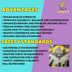 Wondering about the benefits and safety of our kids' programs? This graphic breaks it down. From building muscle strength and boosting confidence to our strict safety standards like a 1:5 instructor-to-kid ratio, we've got it all covered.